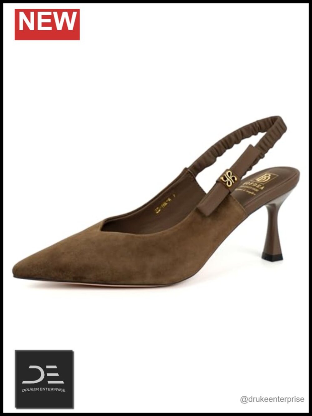 Pointed-Toe Slingback Heels Genuine Leather 2.76" Mid-Heel Dress Shoes